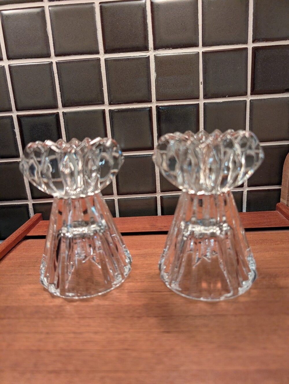 Vintage Mikasa Diamond Fire Candle Holders